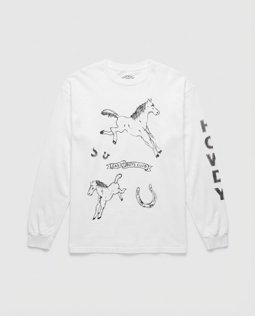 Damen Langärmeliges Oversize-Print-Shirt mit Western-Horse-Illustration Drune