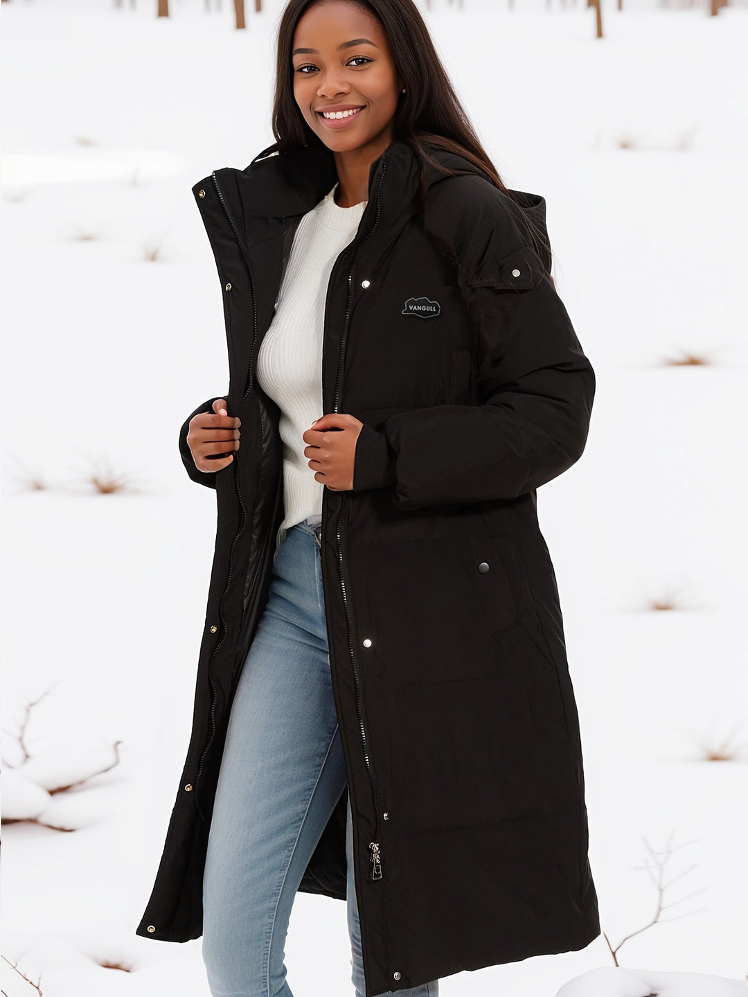 Drune | Stylischer schwarzer Parka Wintermantel mit Kapuze und Futter Ideal für Herbst/Winter