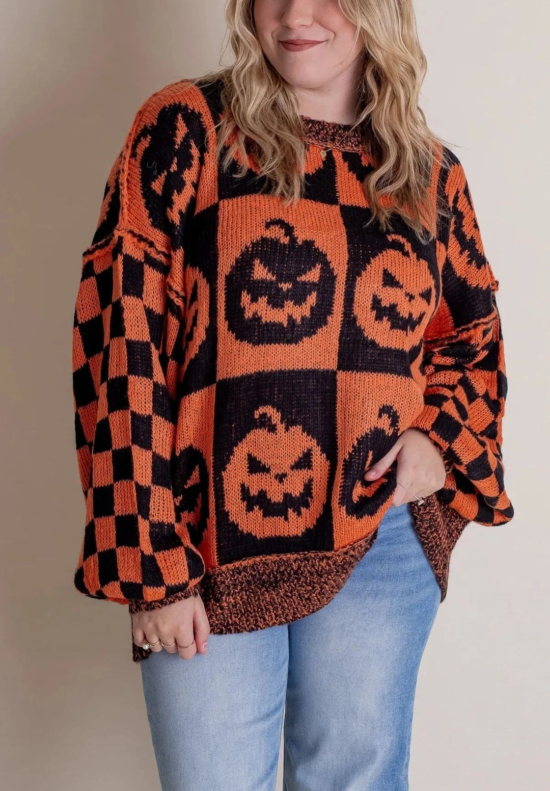 Drune | Halloween Checkered Knit Sweater