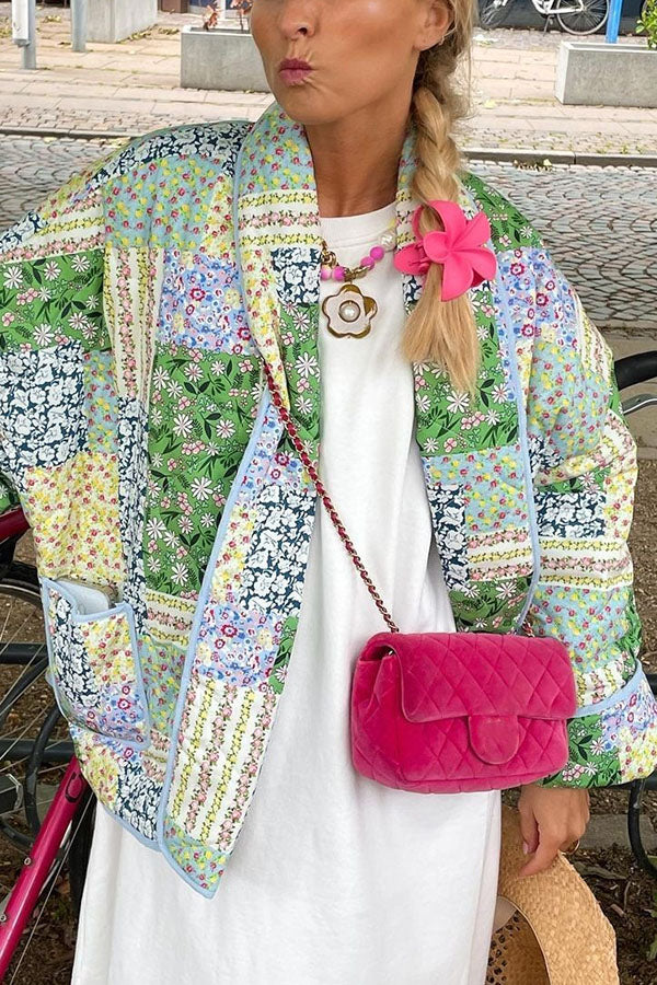 Drune | Mehrfach-Patchwork-Druck mit Taschen Entspanntes Baumwolljacke