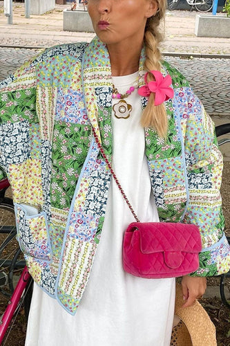 Drune | Mehrfach-Patchwork-Druck mit Taschen Entspanntes Baumwolljacke