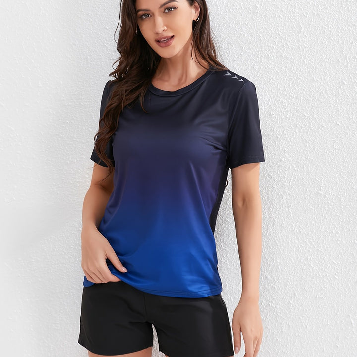 Drune | Damen Ombre Sport T-shirt Mit Kurzen Ärmeln