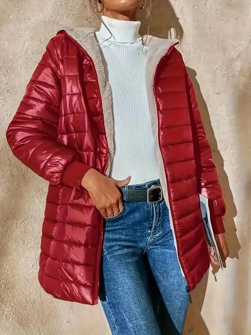 Drune | Weite Fleecegefütterte Steppjacke mit Kapuze