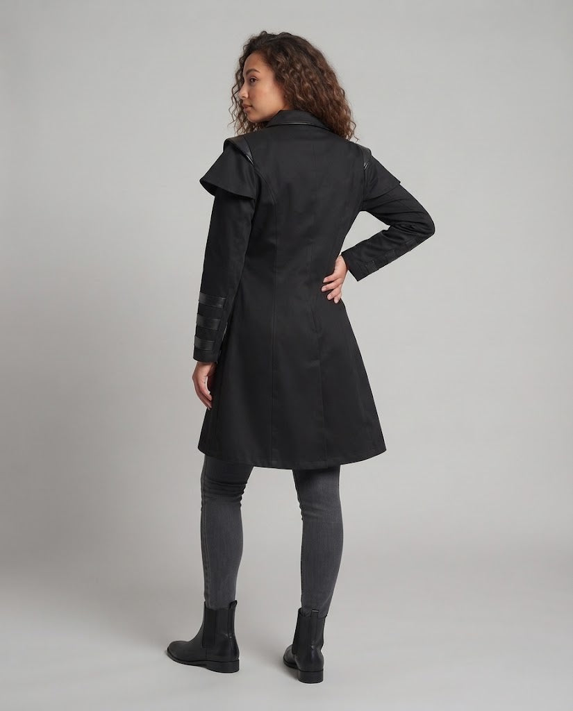 Damen Off-Shoulder Mantel mit voluminösen Ärmeln und dekorativen Akzenten Drune