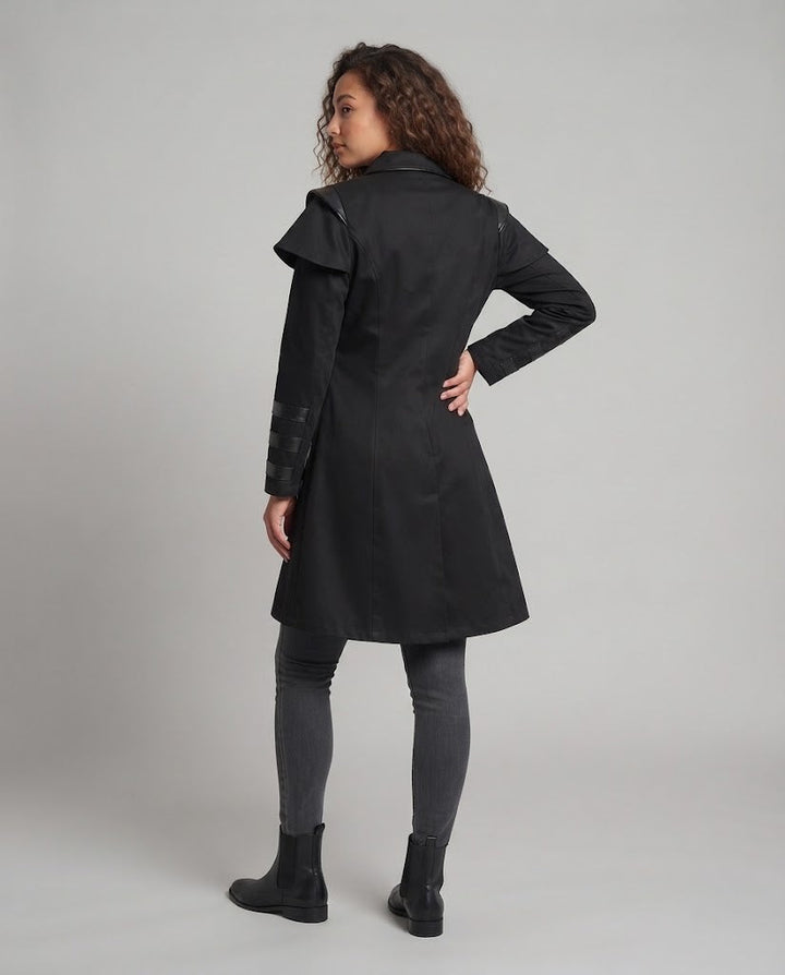 Damen Off-Shoulder Mantel mit voluminösen Ärmeln und dekorativen Akzenten Drune