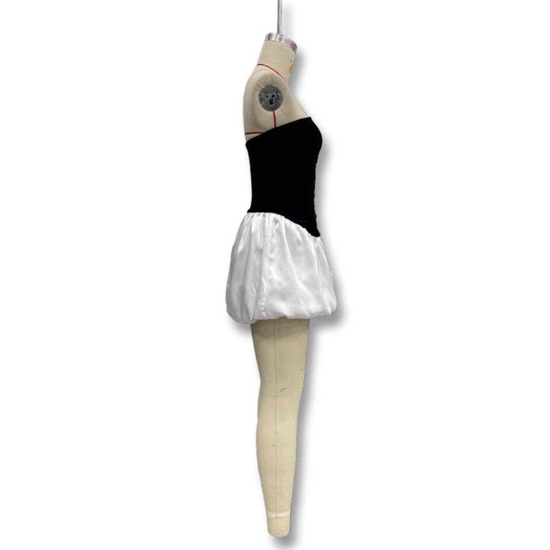 Drune | Kontrastierende Farbe einreihig Tube Top Kleid Kleid