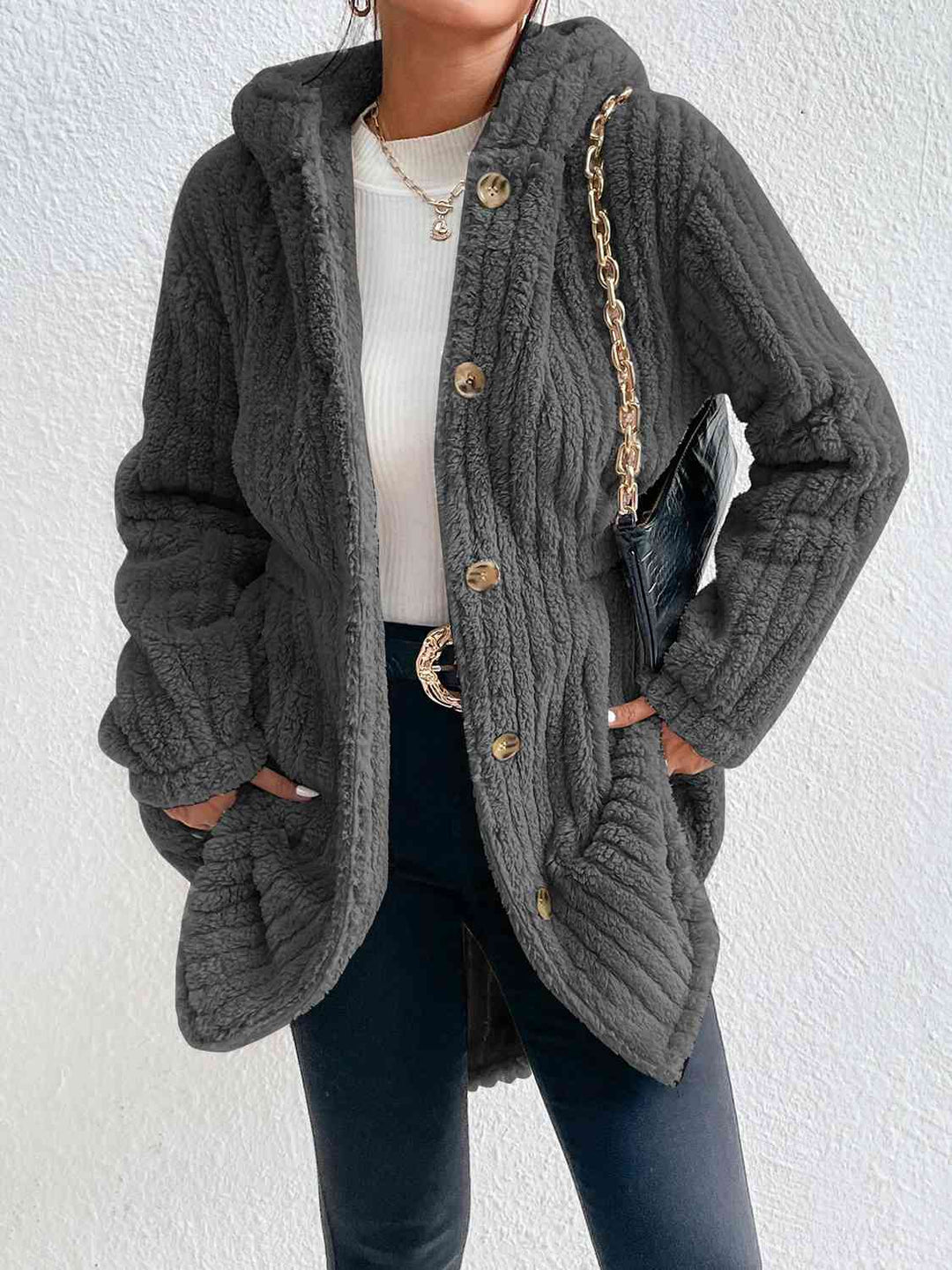Drune | Button Down Kapuzenmantel