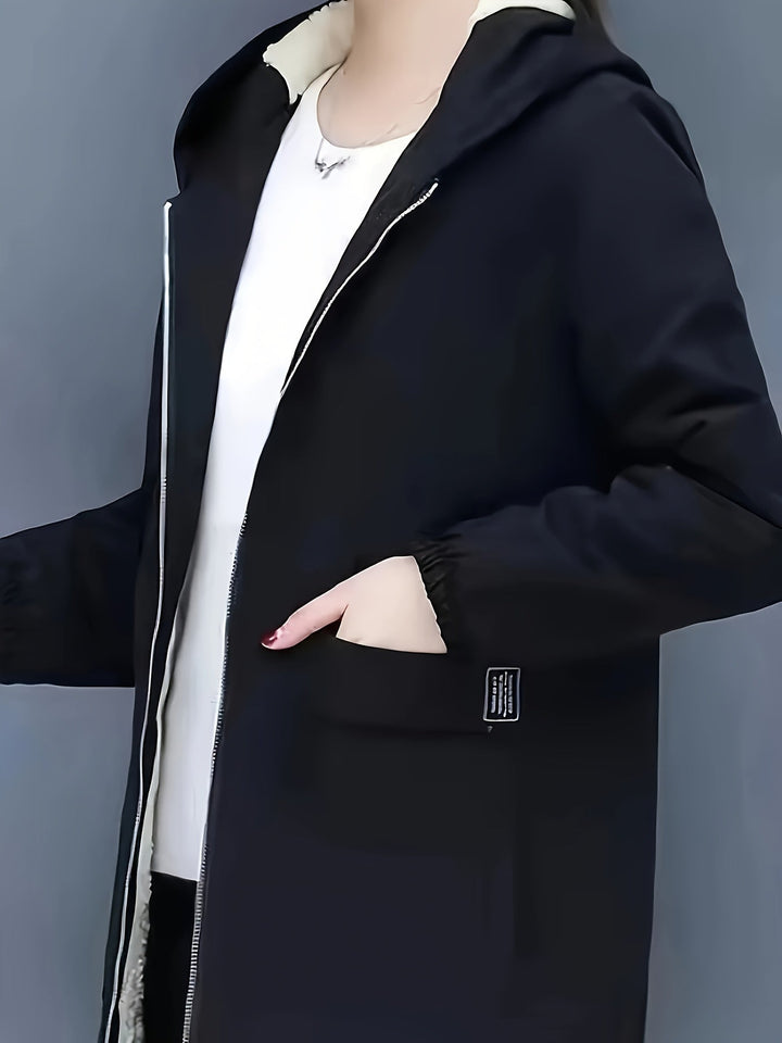 Drune | Stylische warme Fleece-Winterjacke mit Kapuze und Reißverschluss Ideal für Herbst/Winter