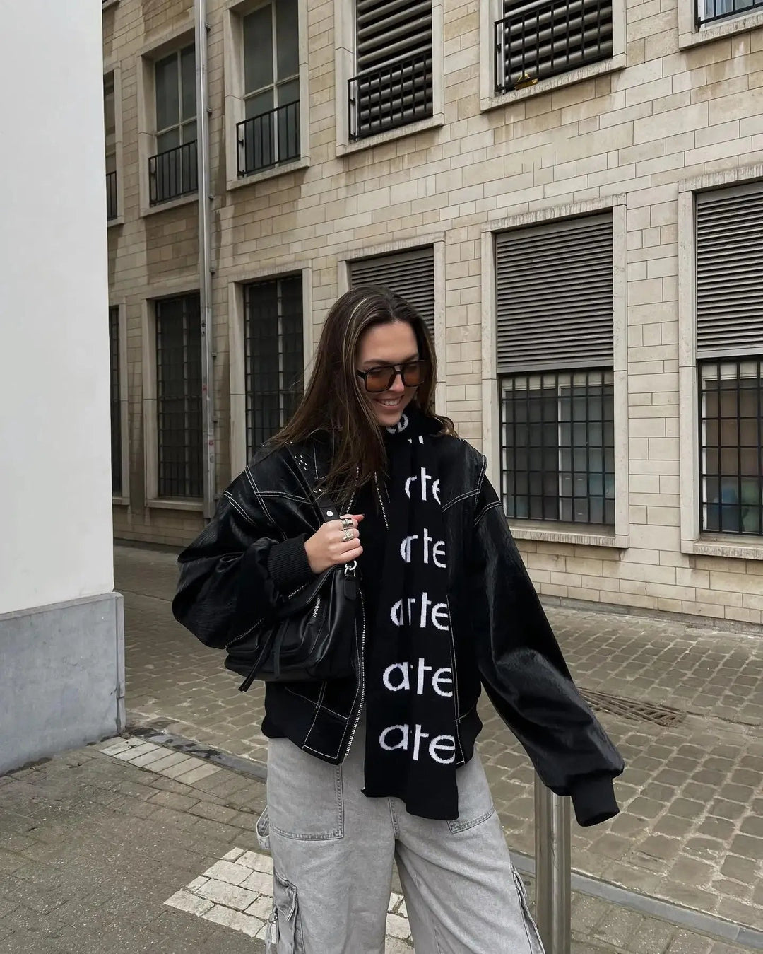 Drune | Vintage-Lederblouson in Übergröße für Damen