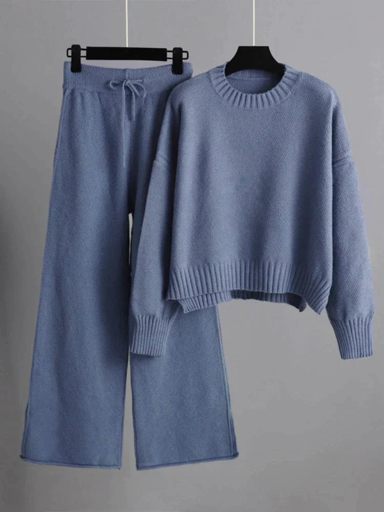 Drune | Winterliches Strick Duo: Pullover & Weite Hose Set