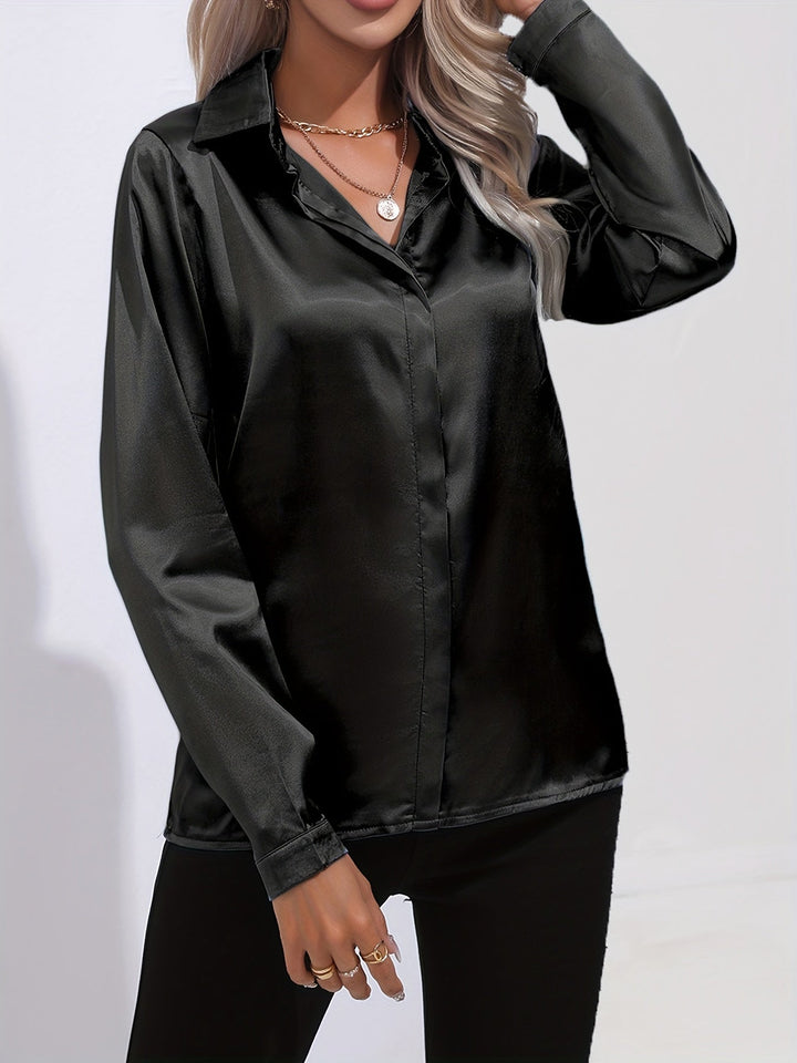 Drune | Schicke Herbst Elegante Satin Bluse für Frauen