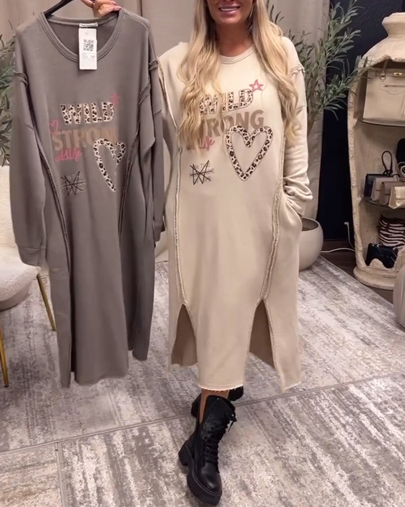 Drune | Langärmliges Lockeres Kleid mit Print