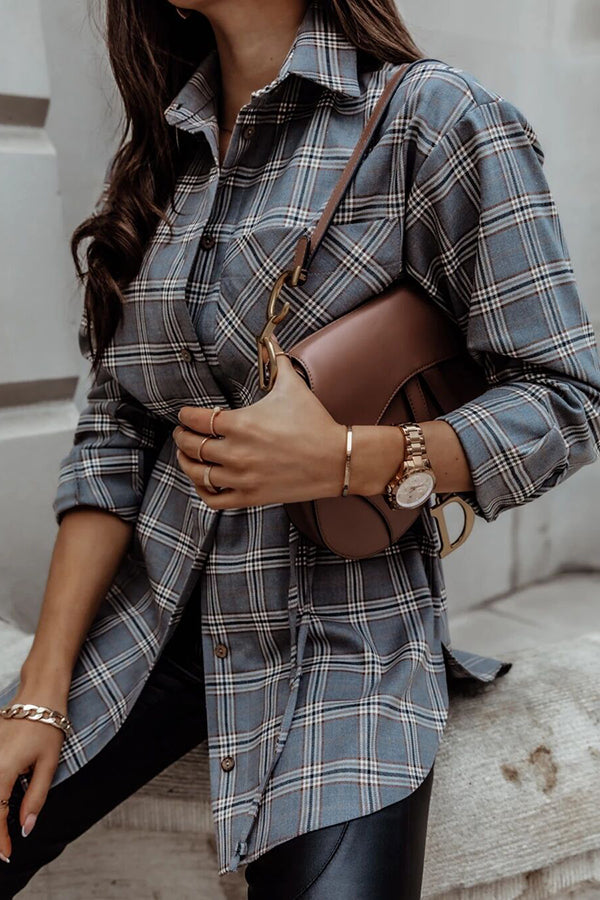 Drune | Grab My Hand Karierter Button-Up Gürtel Hemd