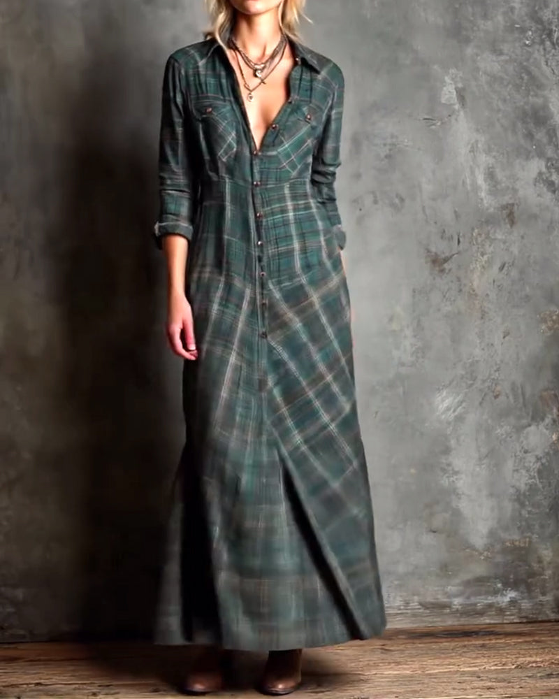 Drune | Kleid mit Revers und Karomuster