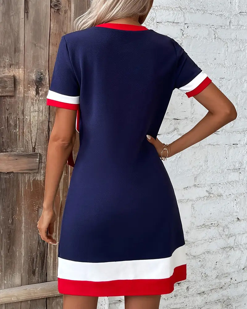 Drune | Kleid Kurzärmlig Kontrastband