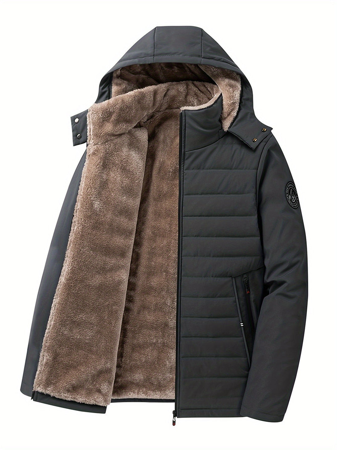 Drune | Stylische Winterjacke für Männer - Warme, wattierte Fleecejacke mit Kapuze
