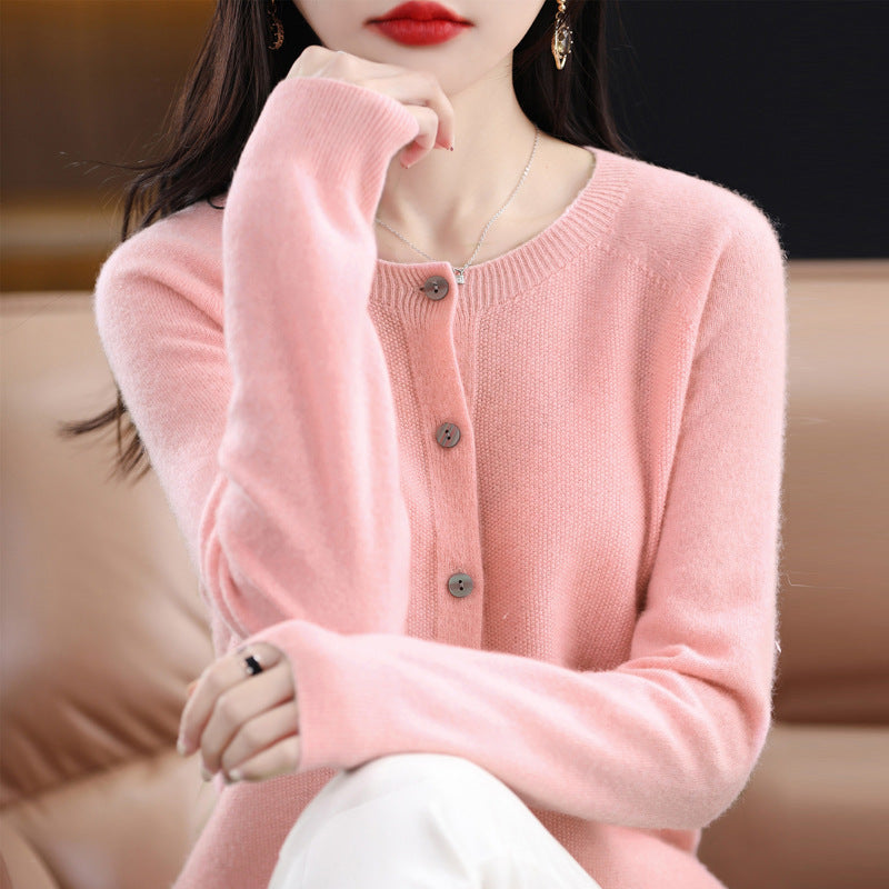 Drune | Lockerer Damen Cashmere Strickjacke Mit Rundhalsausschnitt Aus Hochwertiger Veganer Wolle