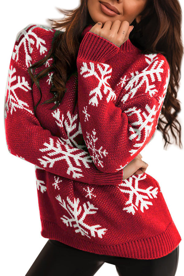Drune | Rollkragen Weihnachtsdruck Strickpullover