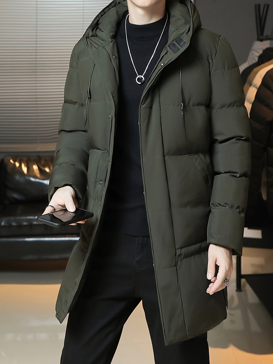 Drune | Kapuzen Reißverschluss Gepolsterte Winterjacke Für Herren - Perfekt für Outdoor-Aktivitäten