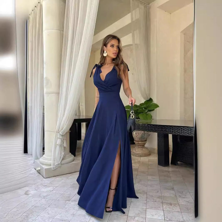Drune | Abendkleid Langer Plissierter Einfarbiger