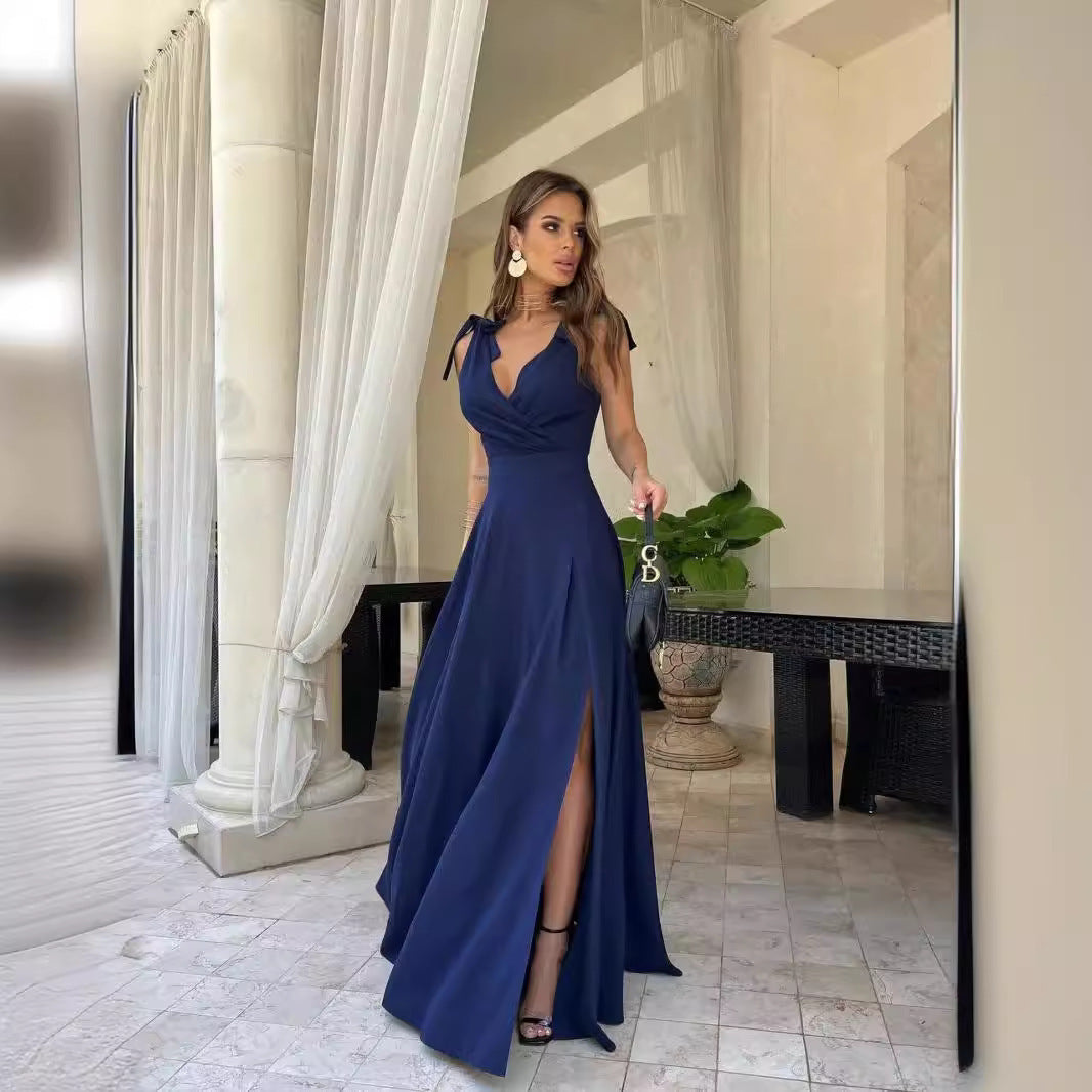 Drune | Abendkleid Langer Plissierter Einfarbiger