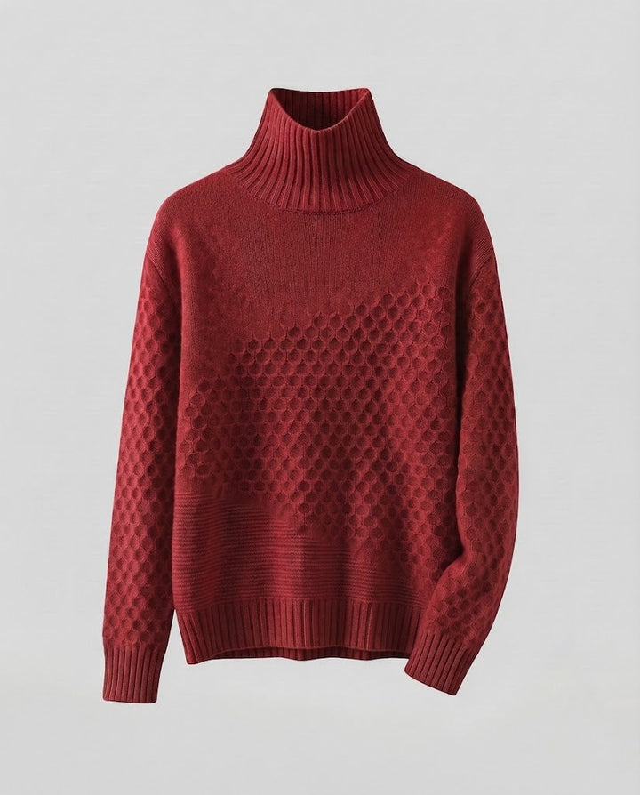 Damen Feiner Rollkragenpullover im Mohair‑Look mit Wabenstruktur Drune