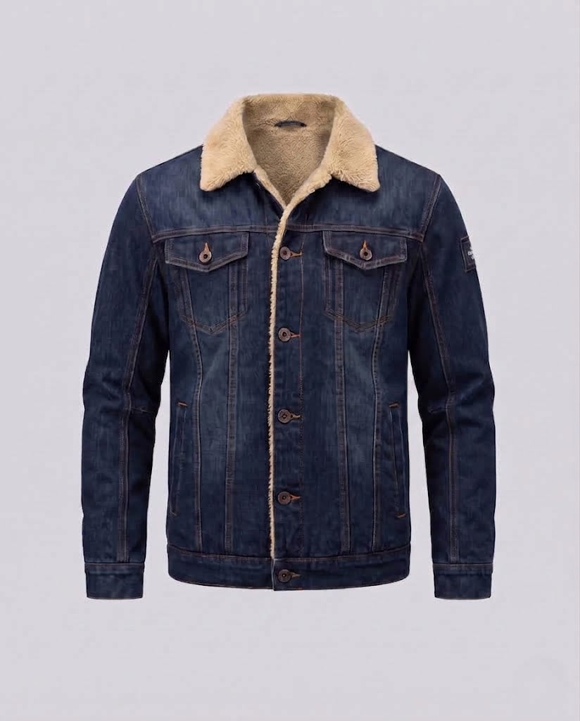Herren Freizeit Denim Jacke mit Teddy-Fütterung Drune