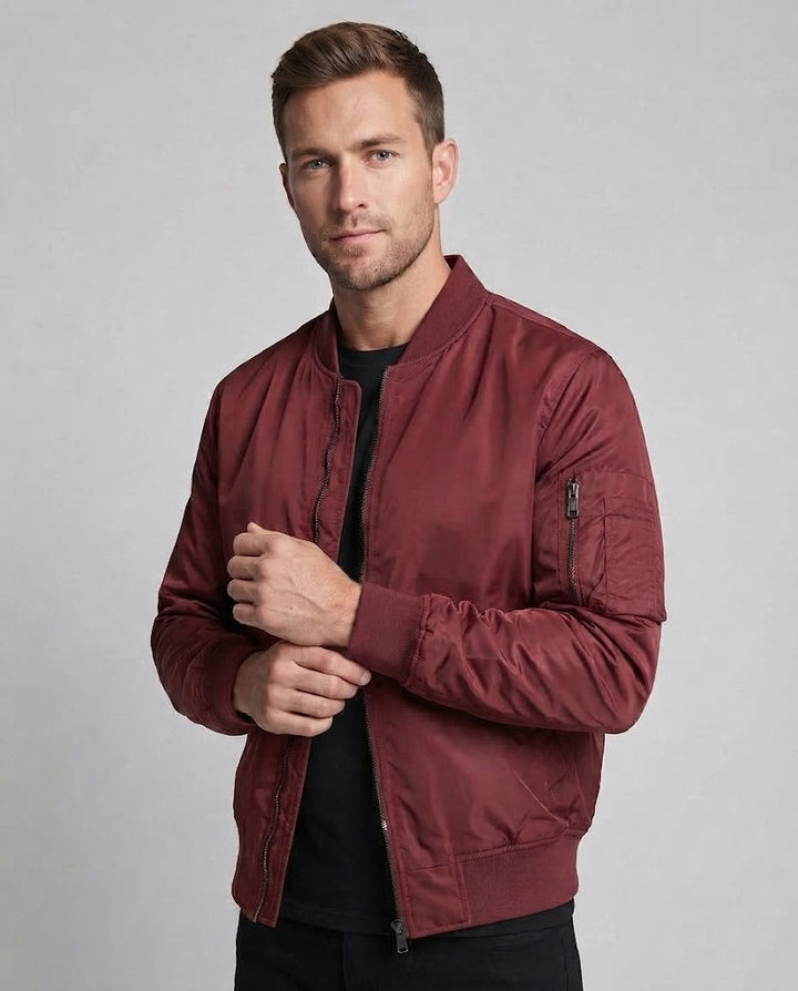 Herren Nylon-Bomberjacke im Pilotenstil mit Ärmeltasche, Rippbündchen und leichter Thermofütterung Drune