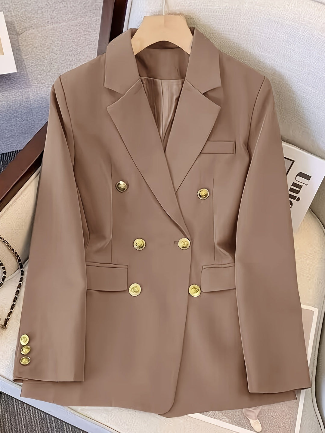 Drune | Eleganter Business Slim Blazer mit goldenen Knöpfen Ideal für alle Jahreszeiten