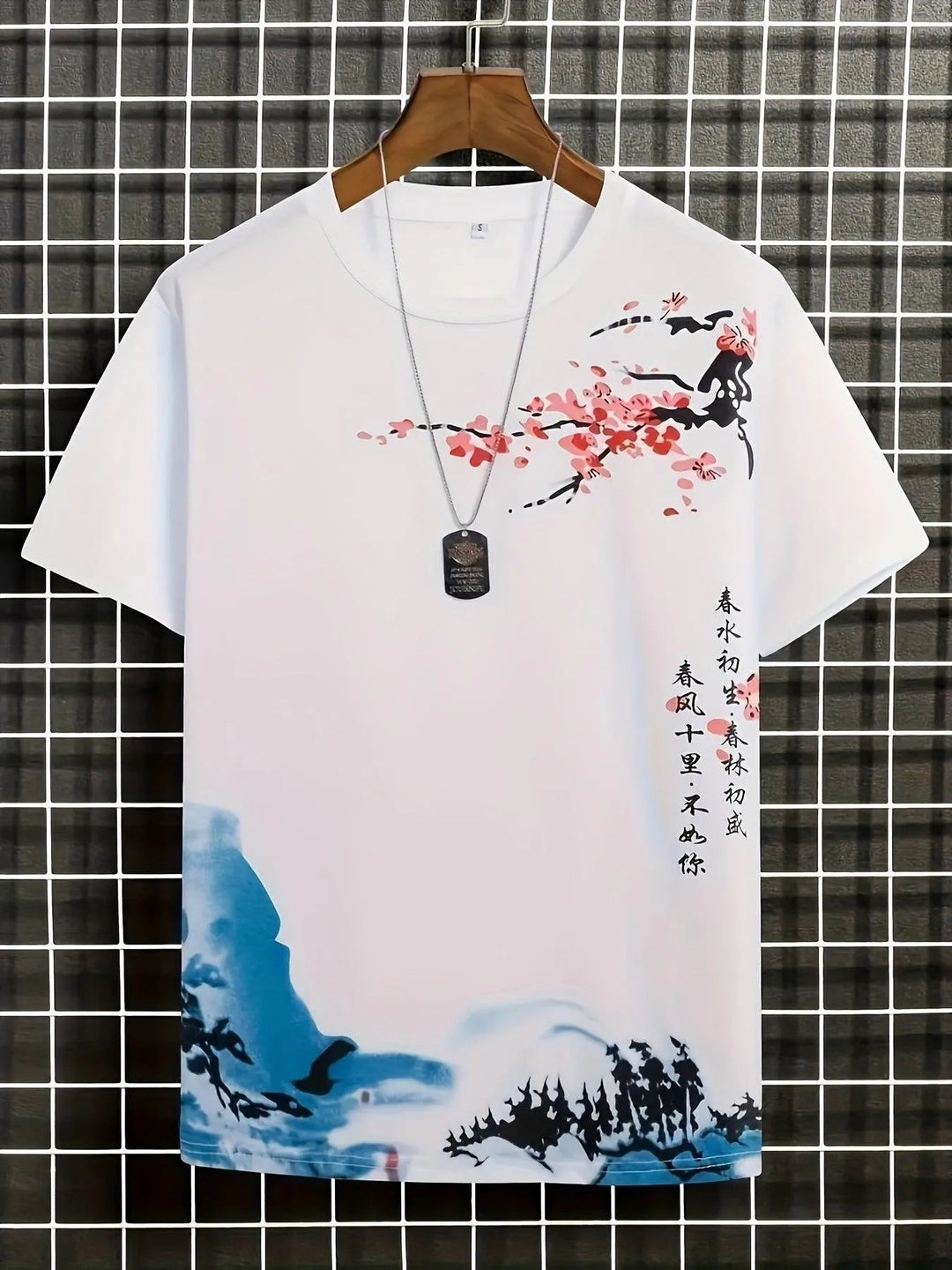 Drune | Herren T-Shirt Blumen und Wellen Design