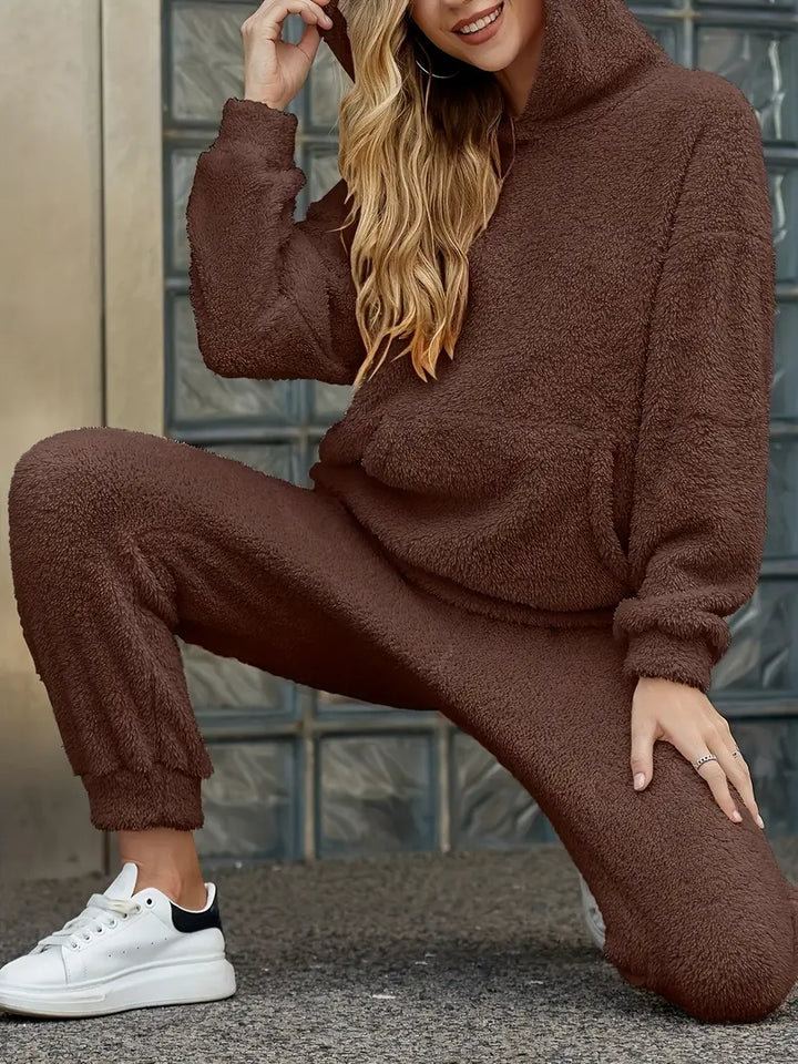 Drune | Damen Fleece Teddy Zweiteiliges Set