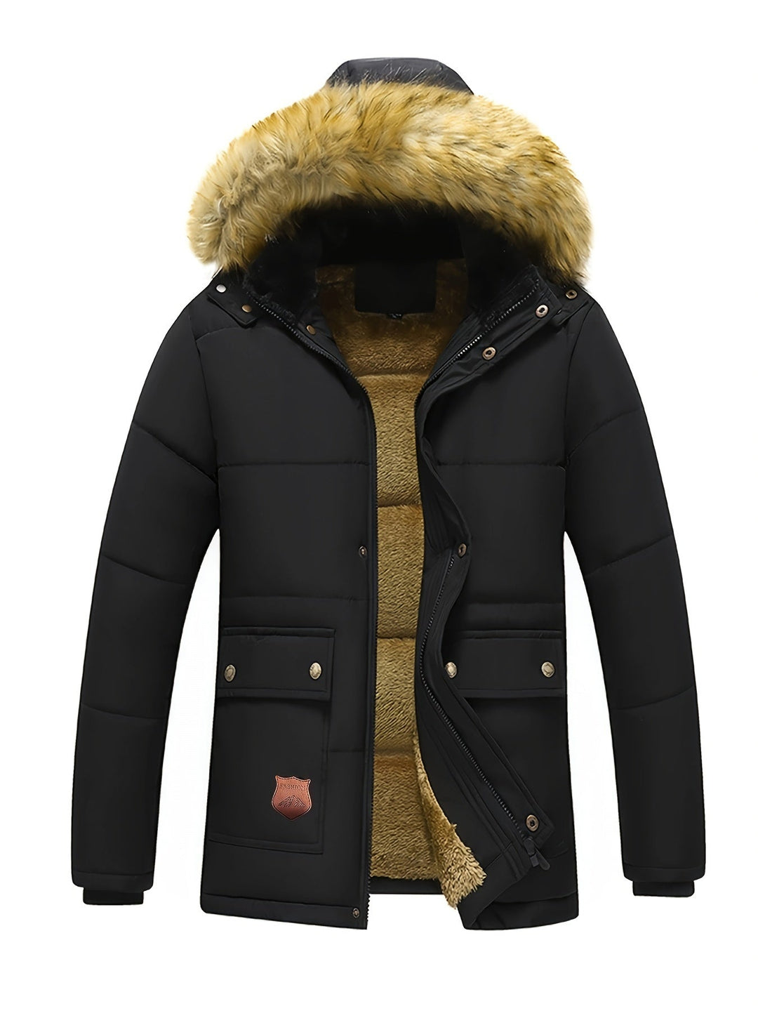 Drune | Winter fleece-lined polyester hooded casual jacket for men - Ideal for autumn/winter
