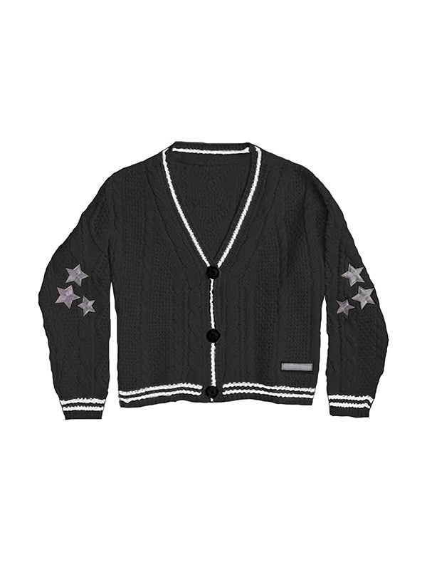 Drune | oversized kabelgestrickte Jacke mit Sternstickerei