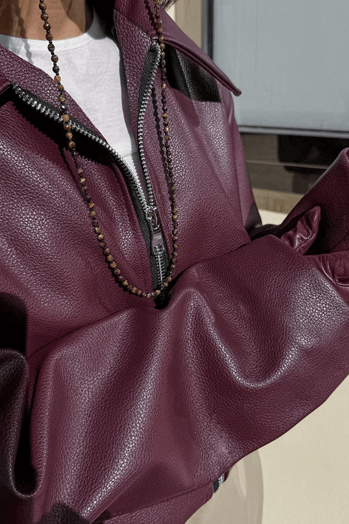 Drune | Kurze Kunstlederjacke