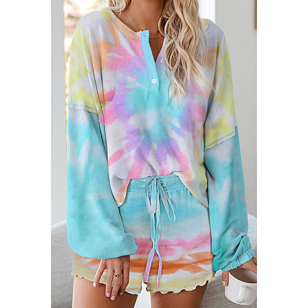 Drune | Batik bedrucktes Langarm-Shorts-Set