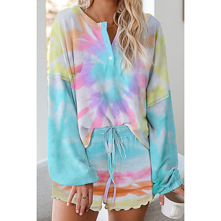 Drune | Batik bedrucktes Langarm-Shorts-Set