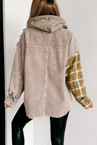 Drune | Zweiseitige Hemdjacke Karomuster und Corddesign Stil und Komfort