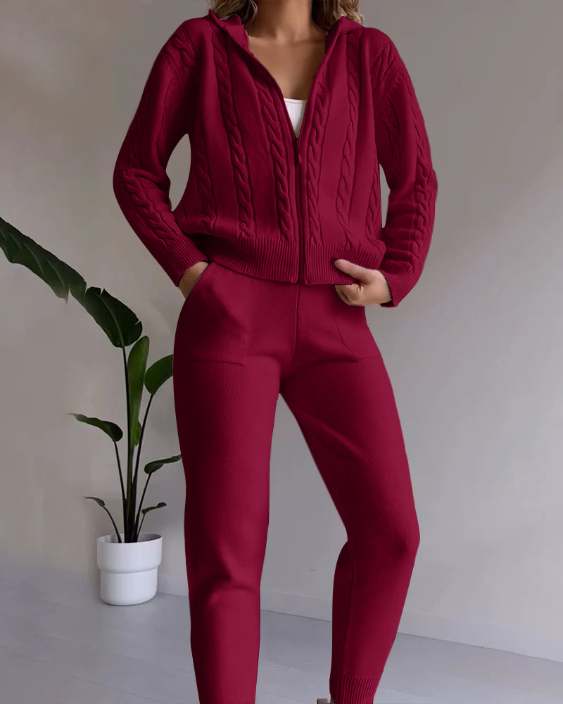Drune | Casual jacquard cardigan set with twist design