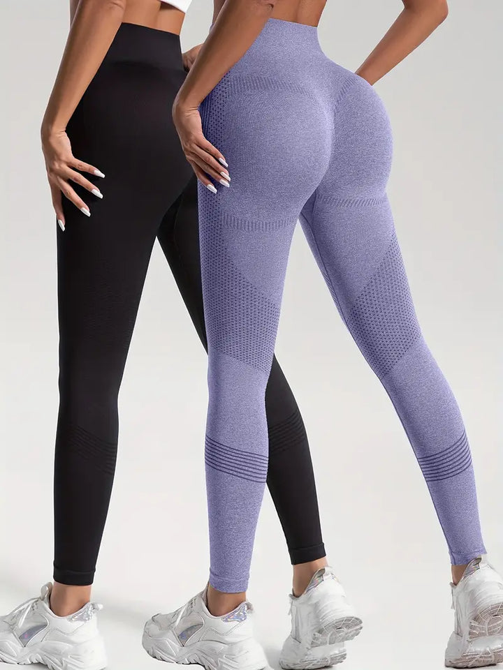 Drune | 2 Stk. Sport Leggings für Yoga und Fitness Einfarbige Farbe mit Hohem Stretch.