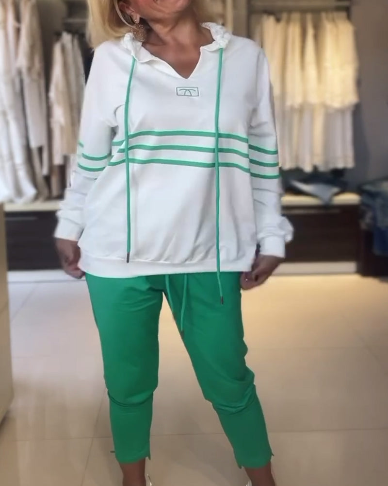 Drune | Set aus gestreifter Hose und Kapuzenjacke