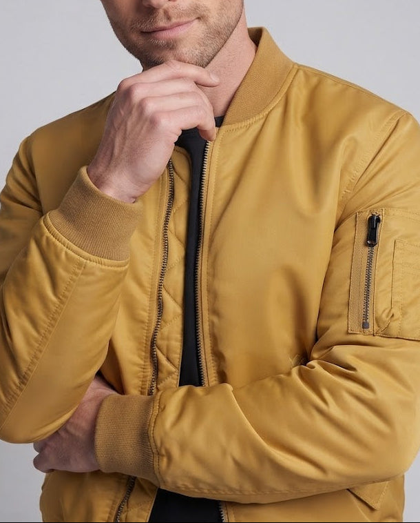 Herren Nylon-Bomberjacke im Aviator-Style mit gesteppter Thermo-Innenlage und Ärmel-Utilitytasche Drune