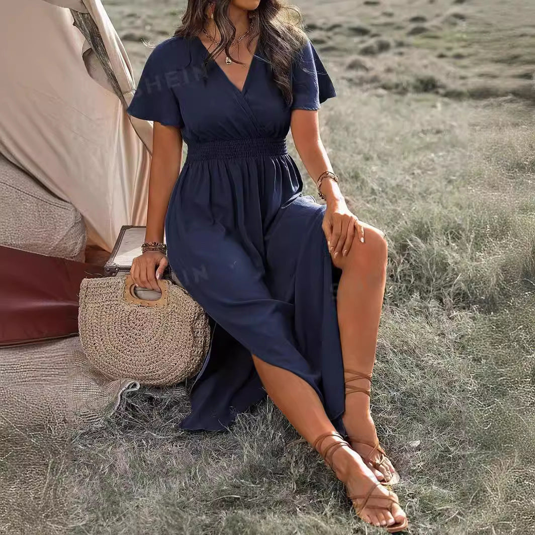Drune | Elegantes Kurzarmkleid Mit Chorkragen