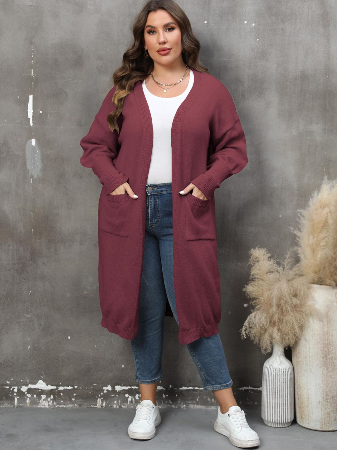 Drune | Plus Size Langarm Taschen Cardigan