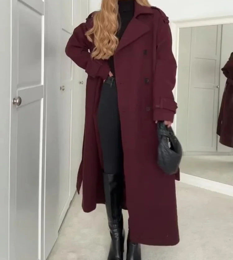 Drune | trenchcoat - eleganter langer roter Damenmantel