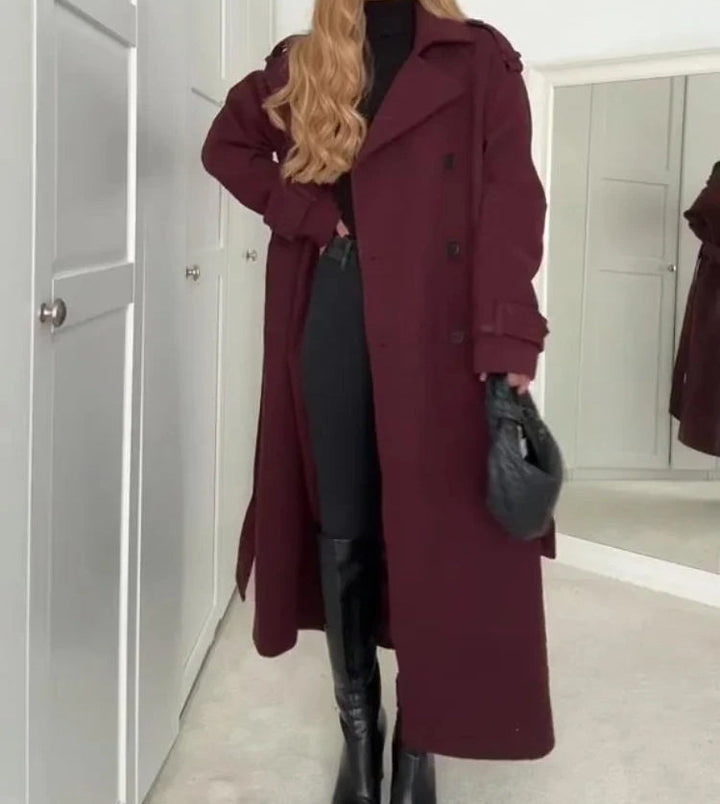 Drune | trenchcoat - eleganter langer roter Damenmantel