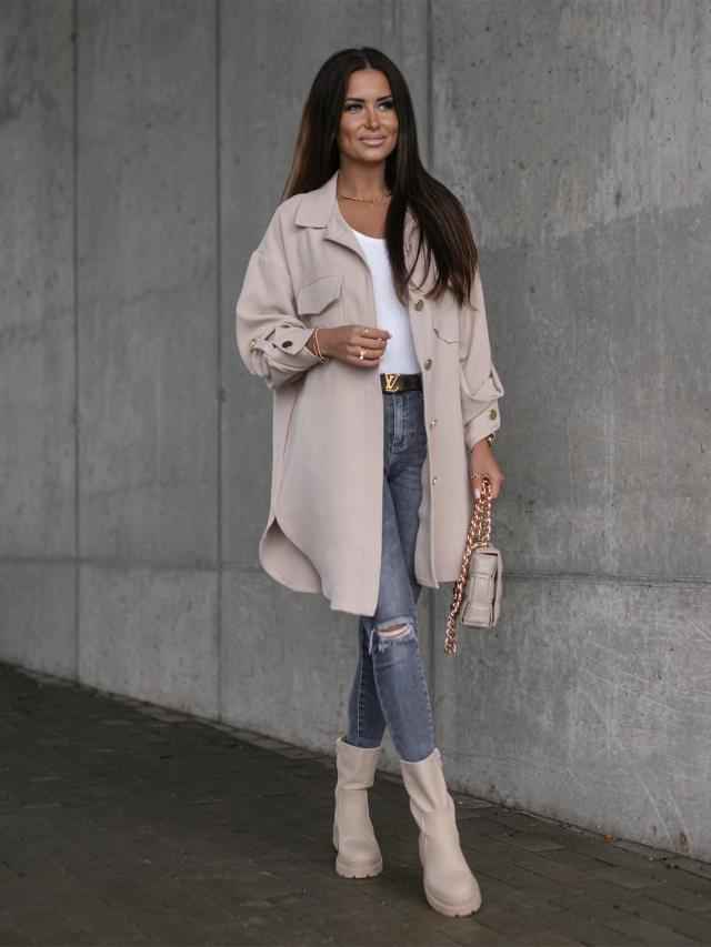 Drune | Lange Hemdjacke mit Knöpfen, Wollkragen und Revers