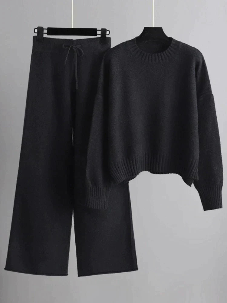 Drune | Winterliches Strick Duo: Pullover & Weite Hose Set