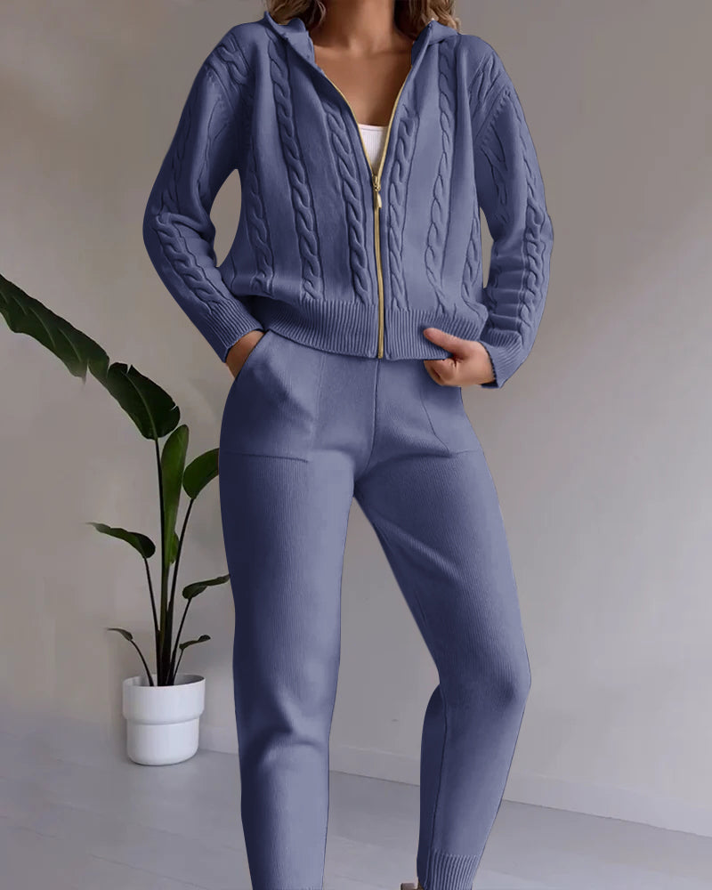Drune | Jacquard-Strickjacken-Set mit Twist-Design