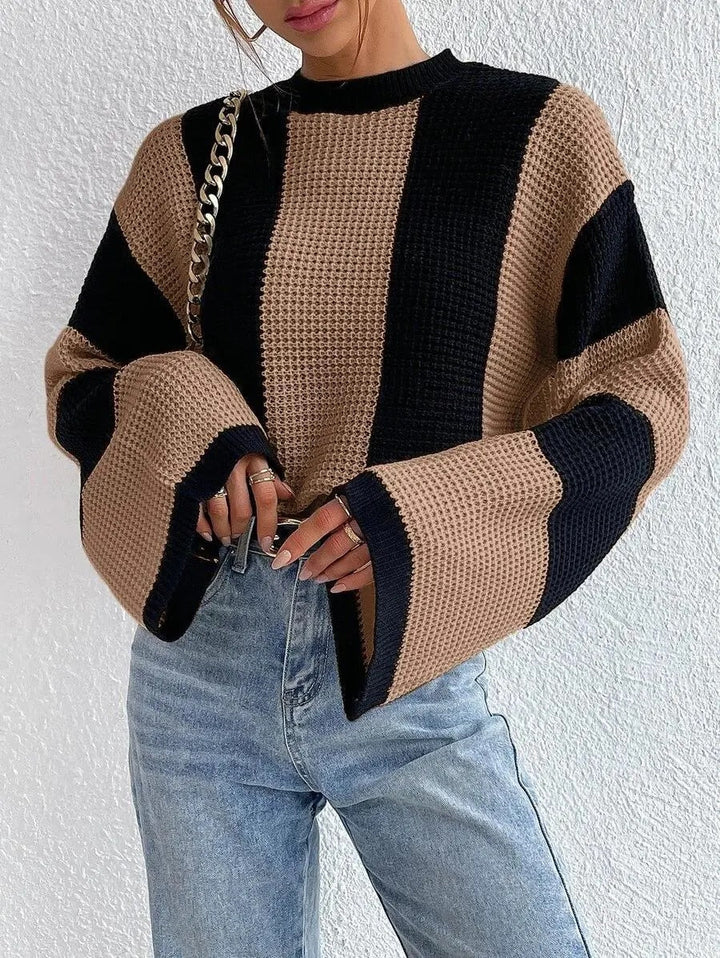 Drune | bicolor Strickpullover mit weiten Ärmeln