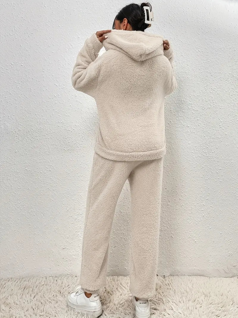 Drune | Damen Fleece Teddy Zweiteiliges Set